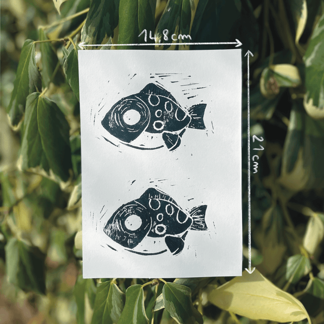 Linogravure "Poisson Poisson"