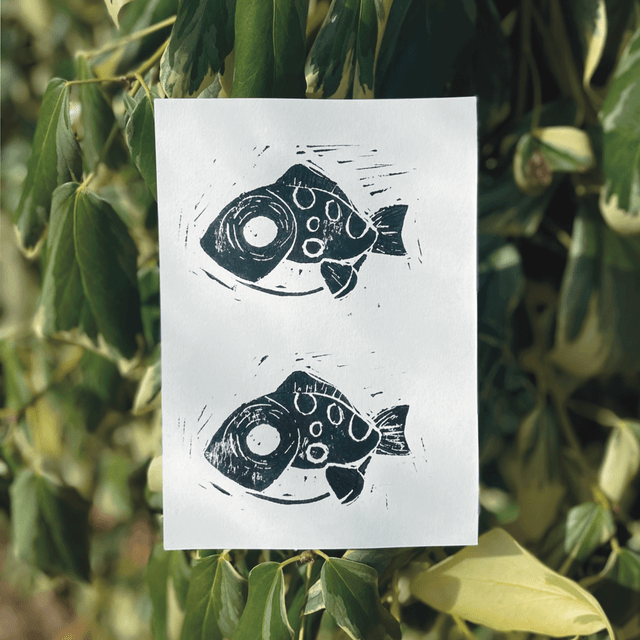 Linogravure "Poisson Poisson"
