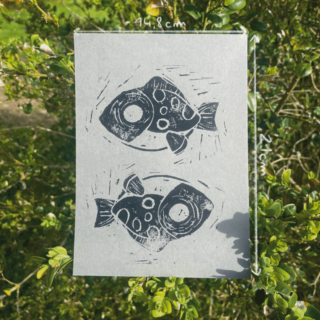 Linogravure "Poisson Noir"